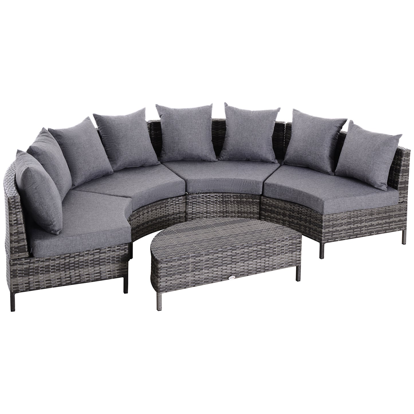 Cozy Half Moon 4-Seater Rattan Outdoor Furniture Set in Elegant Grey