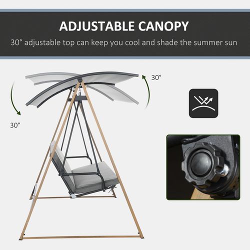 Outsunny 3-Seater Garden Swing Bench with Adjustable Canopy & Cushions