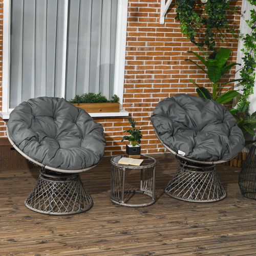 Outsunny 3-Piece Rattan Bistro Set: Stylish Swivel Chairs & Cushions Included!