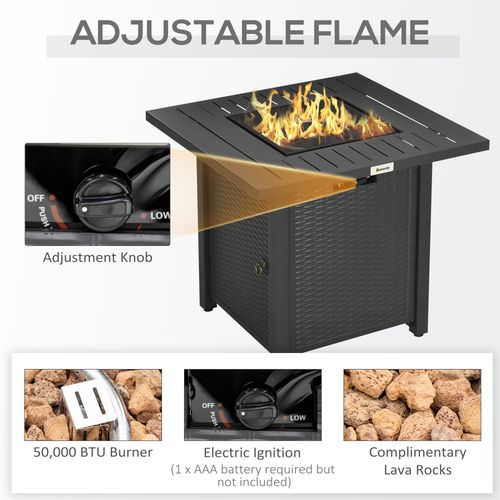 Outsunny 50,000 BTU Gas Firepit Table with Protective Cover, Spark Guard