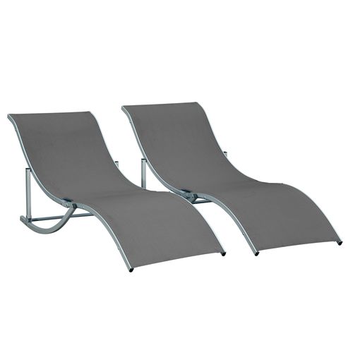 Outsunny Set of 2 S-Shaped Zero Gravity Recliners in Dark Grey - Ultimate Comfort!