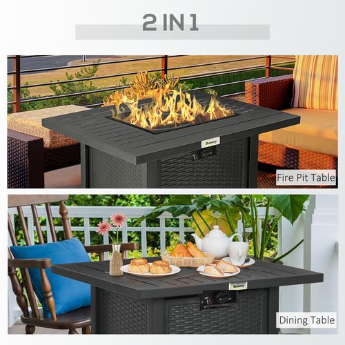 Outsunny 50,000 BTU Gas Firepit Table with Protective Cover, Spark Guard