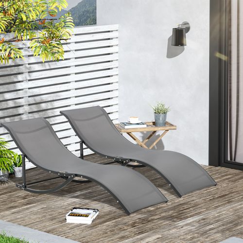 Outsunny Set of 2 S-Shaped Zero Gravity Recliners in Dark Grey - Ultimate Comfort!