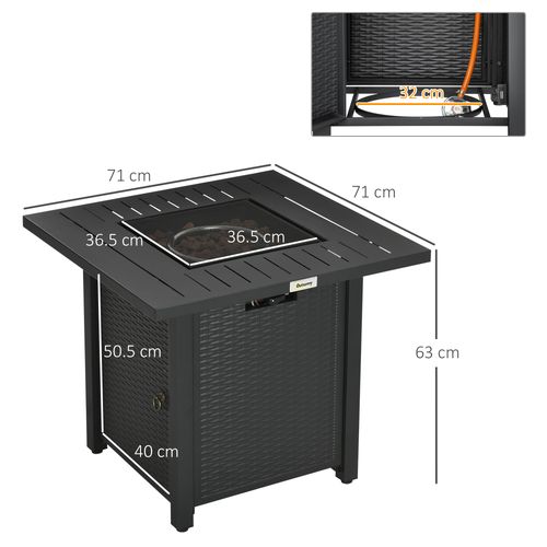 Outsunny 50,000 BTU Gas Firepit Table with Protective Cover, Spark Guard