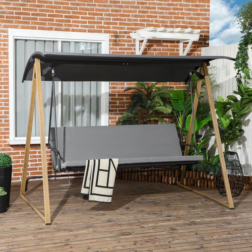 Outsunny 3-Seater Garden Swing Bench with Adjustable Canopy & Cushions