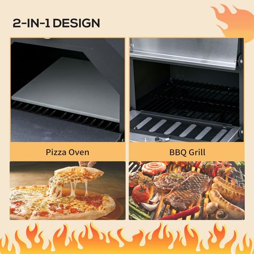 Stainless Steel 2-Tier Outdoor Charcoal Pizza Oven